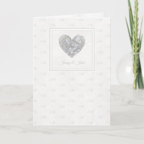 Happy 15th Wedding Anniversary crystal heart card