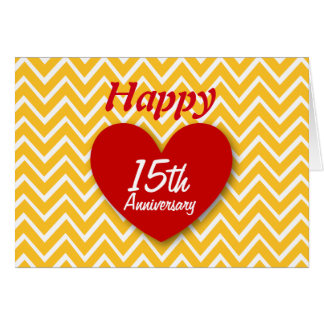 Happy 15th Wedding Anniversary Gold Chevrons B15 Card