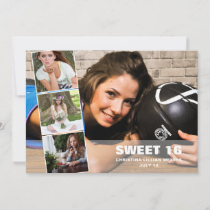 Happy 16th Birthday 4 Photo Collage Birthday Holiday Card