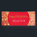 Happy 16th Birthday Banner Red Gold Glitter<br><div class="desc">Happy 16th Birthday Banner for women or man. Red and Gold Glitter Birthday Party Banner. Gold Glitter Confetti. Black and White Stripes. Printable Digital. For further customization,  please click the "Customize it" button and use our design tool to modify this template.</div>