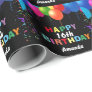 Happy 16th Birthday Colorful Balloons Black Wrapping Paper