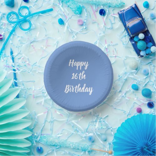 Happy 16th Birthday Cornflower Blue Custom 2023 Paper Bowls