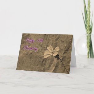 Happy 16th Birthday Flower and Stone in Sepia Card