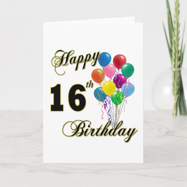 Happy 16th Birthday Gifts and Birthday Apparel Card (Front)