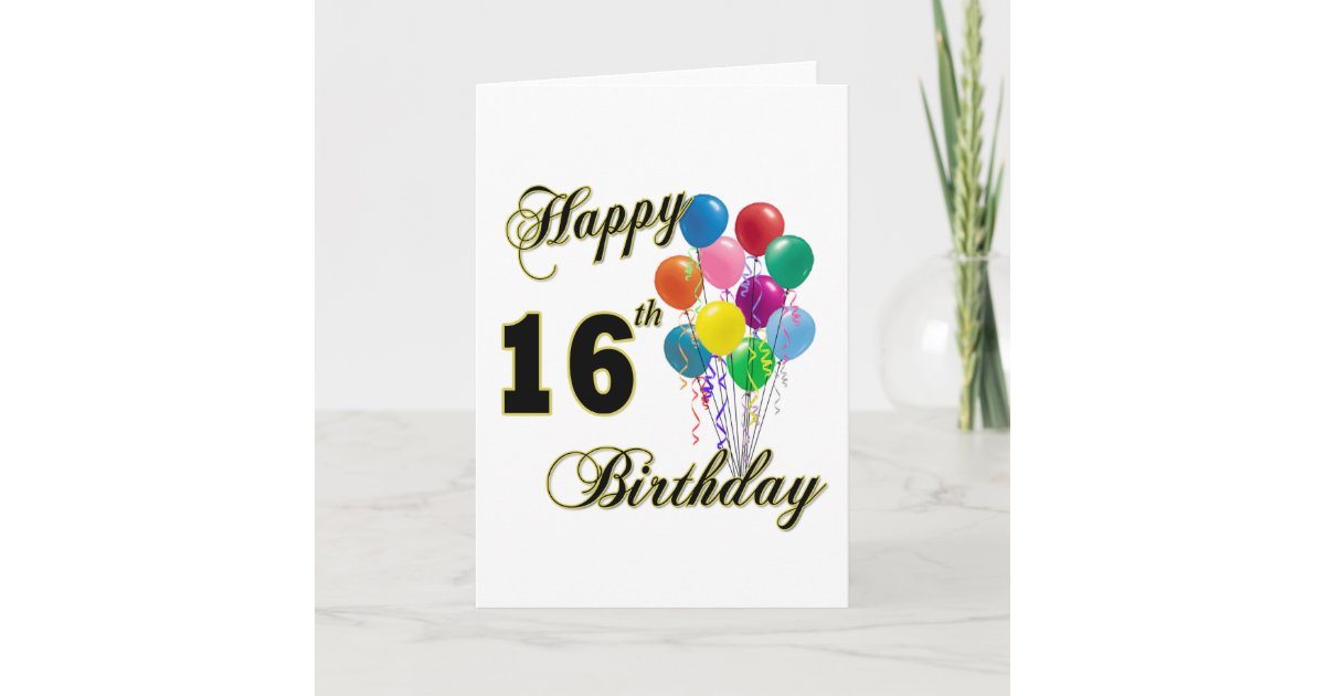 Happy 16th Birthday Gifts and Birthday Apparel Card | Zazzle.com