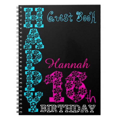 Happy 16th Birthday Girly Personalized Guest Book