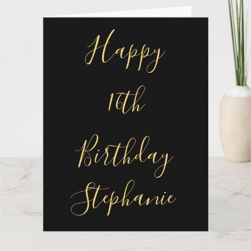 Happy 16th Birthday Gold Yellow Black Custom Name