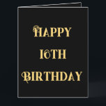 Happy 16th Birthday Gold Yellow Sixteen Custom Age Card<br><div class="desc">Designed with golden yellow text template for "Happy Sixteenth Birthday" message which you may edit to customize and also custom color background!</div>