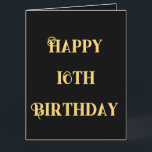 Happy 16th Birthday Gold Yellow Sixteen Custom Age Card<br><div class="desc">Designed with golden yellow text template for "Happy Sixteenth Birthday" message which you may edit to customize and also custom color background!</div>