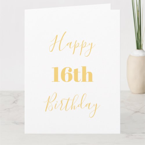 Happy 16th Birthday Gold Yellow White Custom Age