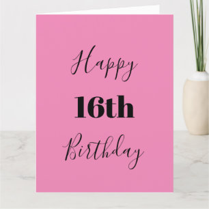 Happy 16th Birthday Pink Black Custom Age Color Card