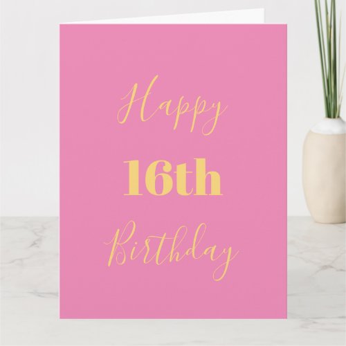 Happy 16th Birthday Pink Gold Yellow Custom Age
