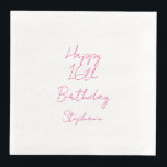 Happy 16th Birthday Pink White Sixteenth 2024 Paper Dinner Napkins<br><div class="desc">Designed with text template for "Happy 16th Birthday" message and name which you can customize! You may also change the background color as you like.</div>