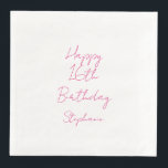Happy 16th Birthday Pink White Sixteenth 2024 Paper Dinner Napkins<br><div class="desc">Designed with text template for "Happy 16th Birthday" message and name which you can customize! You may also change the background color as you like.</div>