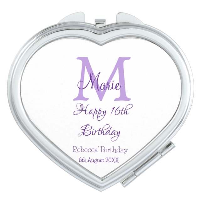 Happy 16th Birthday purple add name monogram moder Compact Mirror (Front)