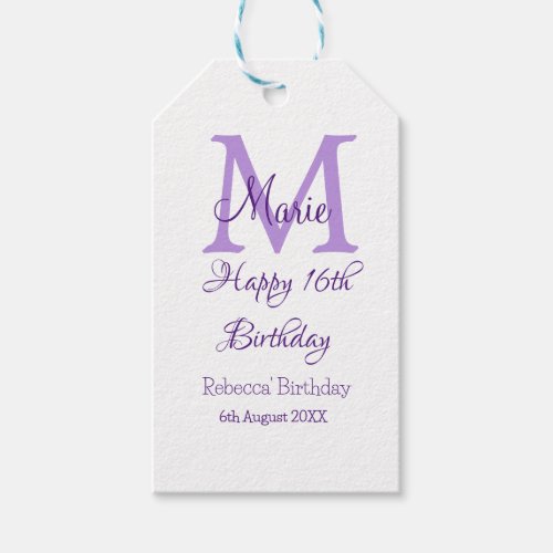 Happy 16th Birthday purple add name monogram moder
