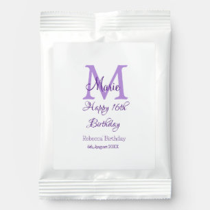 Happy 16th Birthday purple add name monogram moder Hot Chocolate Drink Mix