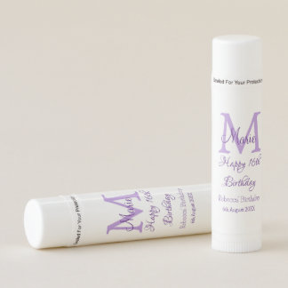 Happy 16th Birthday purple add name monogram moder Lip Balm