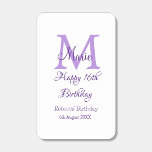Happy 16th Birthday purple add name monogram moder Matchboxes