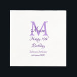 Happy 16th Birthday purple add name monogram moder Napkins<br><div class="desc">beautiful design</div>
