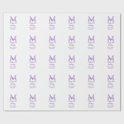 Happy 16th Birthday purple add name monogram moder Wrapping Paper