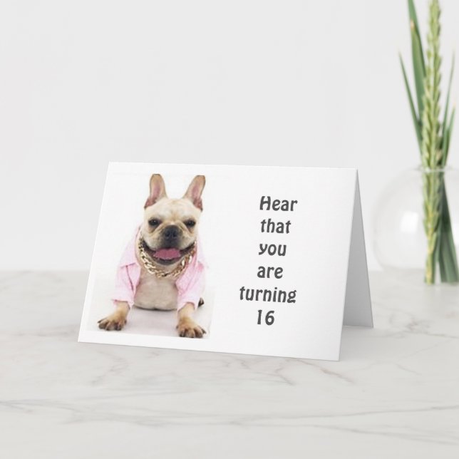 HAPPY **16th** BIRTHDAY SAYS BULLDOG Card (Front)