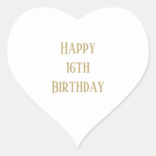 Happy 16th Birthday Sixteen Custom Age Gold Color Heart Sticker