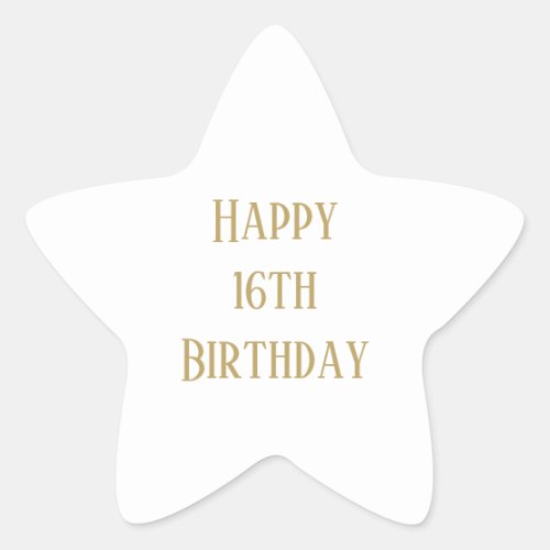 Happy 16th Birthday Sixteen Custom Age Gold Color Star Sticker