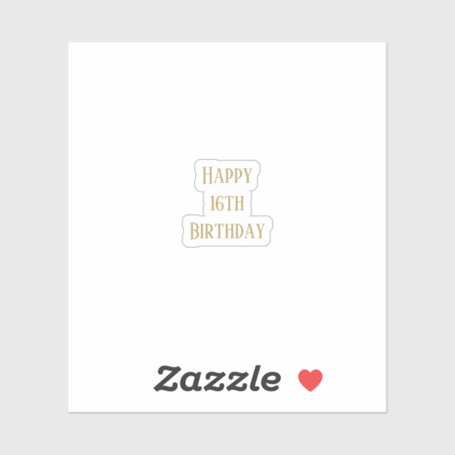 Happy 16th Birthday Sixteen Custom Age Gold Color Sticker (Sheet)