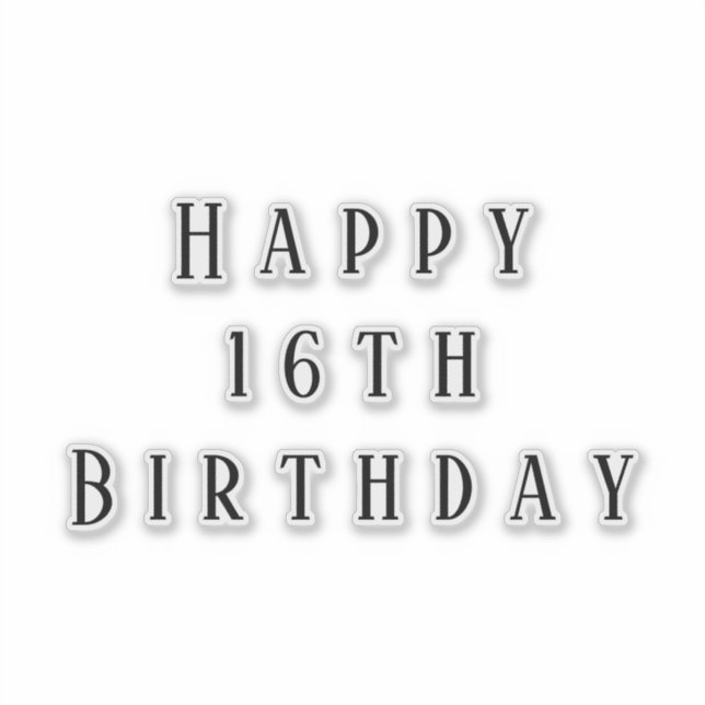 Happy 16th Birthday Sixteen Custom Age Simple Sticker (Front)