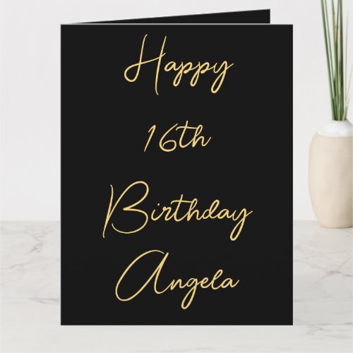 Happy 16th Birthday Sixteen Gold Black Custom Name