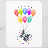 Happy 16th Birthday With Colorful Balloons (Front/Back)