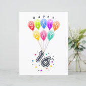 Happy 16th Birthday With Colorful Balloons (Standing Front)