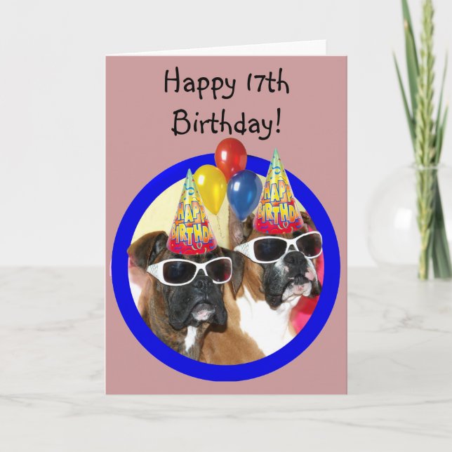 Happy 17th Birthday boxers greeting card (Front)
