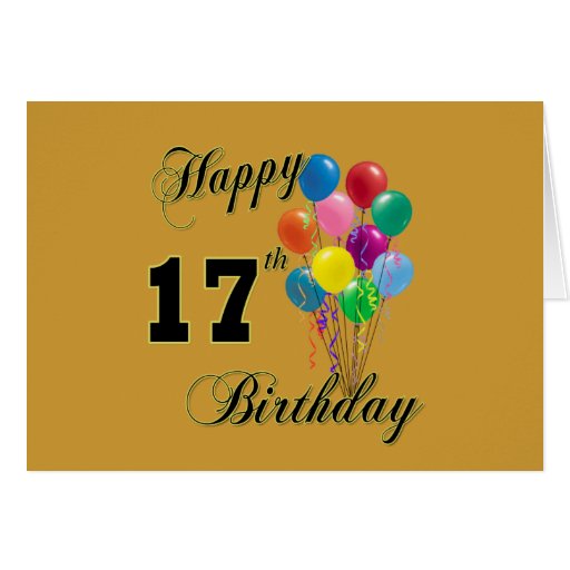 Happy 17th Birthday Design with Balloons Card | Zazzle