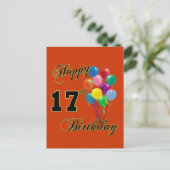 Happy 17th Birthday Design with Balloons Postcard | Zazzle