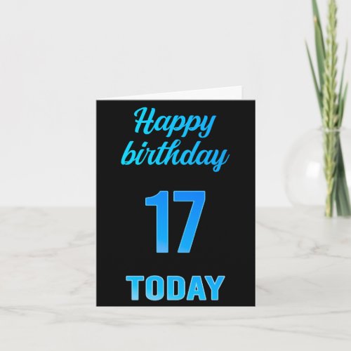 Happy 17th Birthday Great Black and blue boy Card