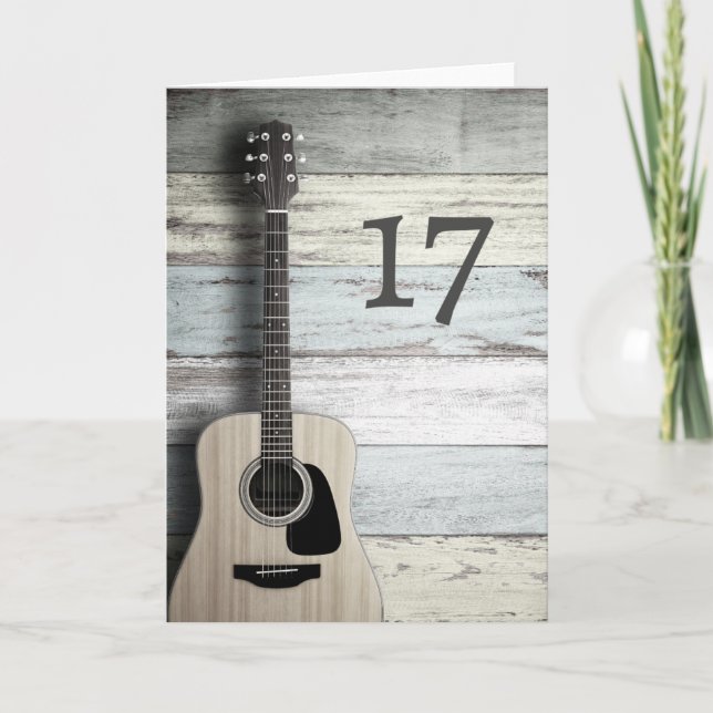 Happy 17th Birthday Guitar Musician Greeting Card (Front)
