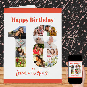Happy 18th Birthday 18 Number Photo Collage Big Cards