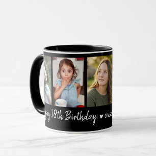 Happy 18th Birthday 5 Photo Collage Black Mug