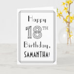 [ Thumbnail: Happy 18th Birthday, Art Deco Style W/ Custom Name Card ]