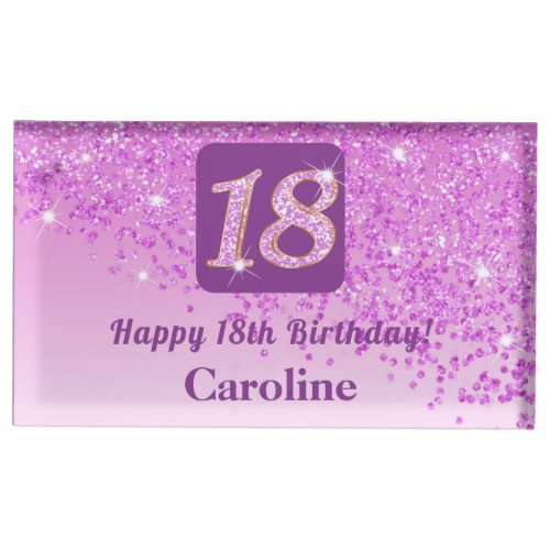Happy 18th Birthday Beautiful Pink Glitter Place Card Holder