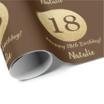 Happy 18th Birthday Brown and Gold Glitter Wrapping Paper<br><div class="desc">Happy 18th Birthday Brown and Gold Glitter Wrapping Paper with personalized name. For further customization,  please click the "Customize it" button and use our design tool to modify this template.</div>