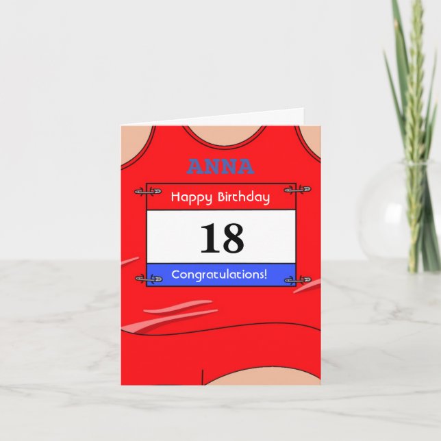 Happy 18th Birthday card for a runner (Front)