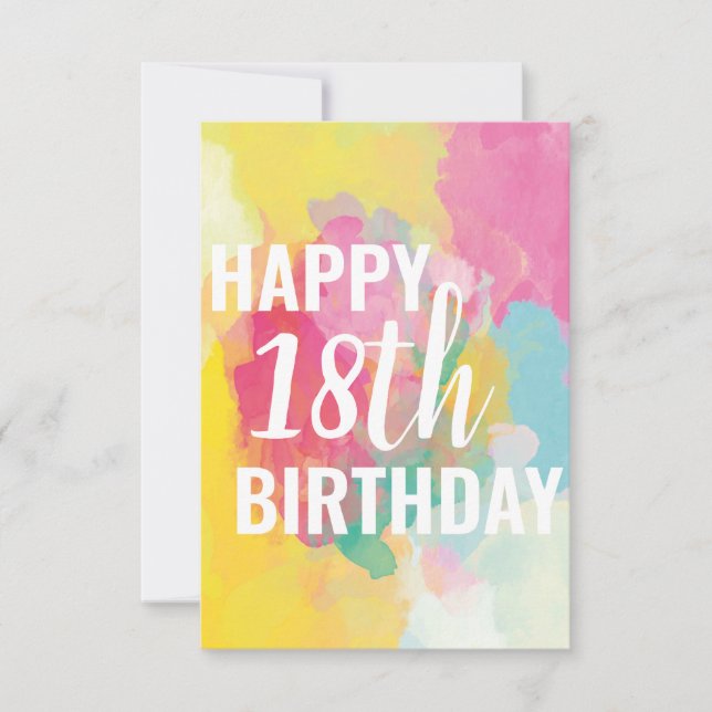 Happy 18th Birthday Card ("Watercolour Gradients") (Front)