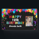 Happy 18th Birthday Colorful Balloons Confetti Banner<br><div class="desc">Happy 18th Birthday Colorful Balloons Confetti Photo Banner. For further customization,  please click the "Customize it" button and use our design tool to modify this template.</div>
