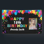 Happy 18th Birthday Colorful Balloons Confetti Banner<br><div class="desc">Happy 18th Birthday Colorful Balloons Confetti Photo Banner. For further customization,  please click the "Customize it" button and use our design tool to modify this template.</div>