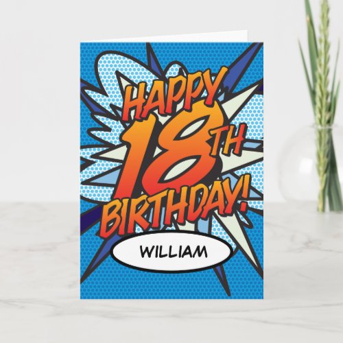 HAPPY 18TH BIRTHDAY Comic Book Pop Art Card