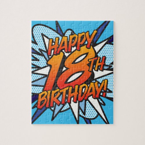 HAPPY 18TH BIRTHDAY Fun Retro Comic Book Jigsaw Puzzle