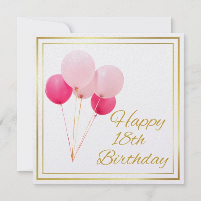 HAPPY 18TH BIRTHDAY -GOLD FRAME HOLIDAY CARD (Front)